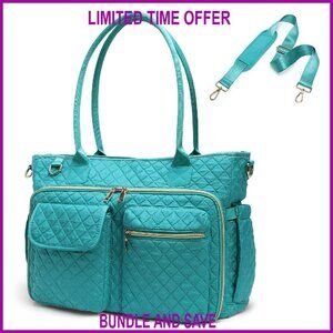 Large Convertible Tote Bag with Laptop Compartment & Insulated Pockets